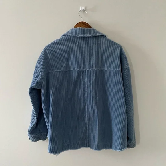 Zara Light Blue Corduroy Jean Shirt Jacket - Picture 3 of 5